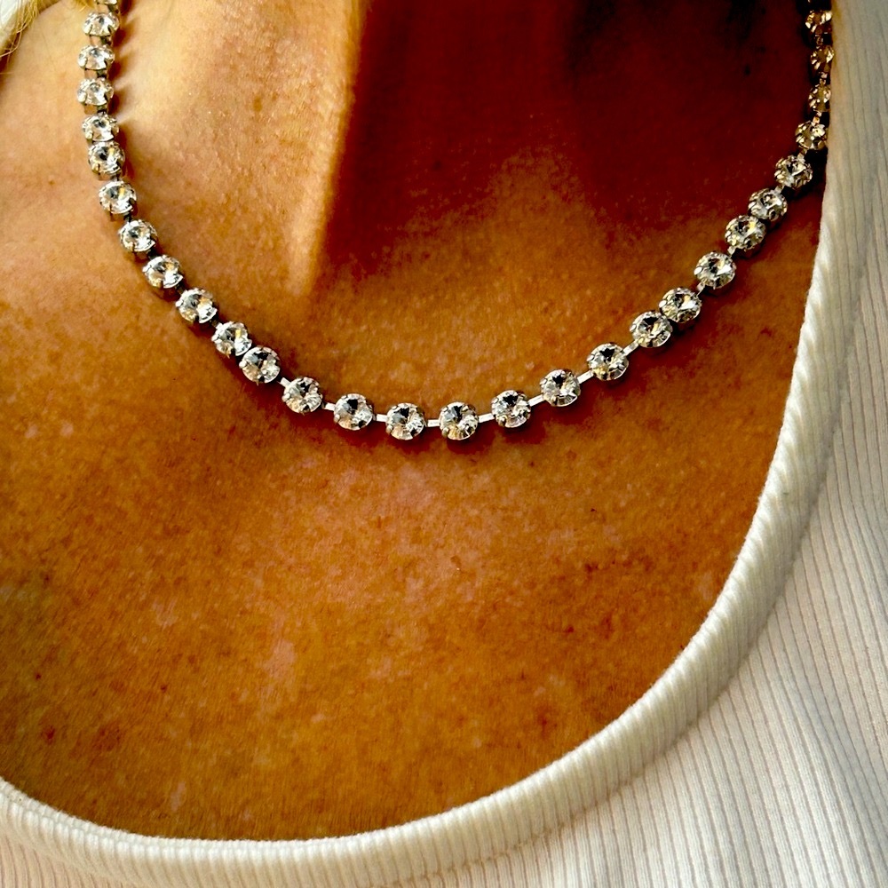 Elegant Silver Necklace, Swarovski crystals heirloom jewelry.